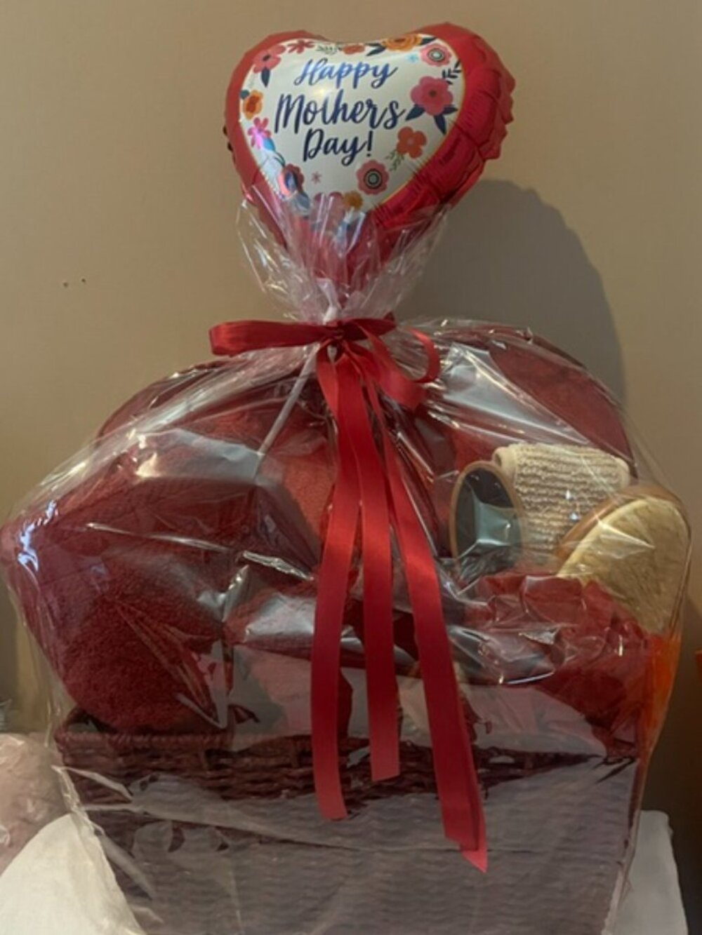 Heart Shaped Pillow Spa Gift Basket in Wine Color